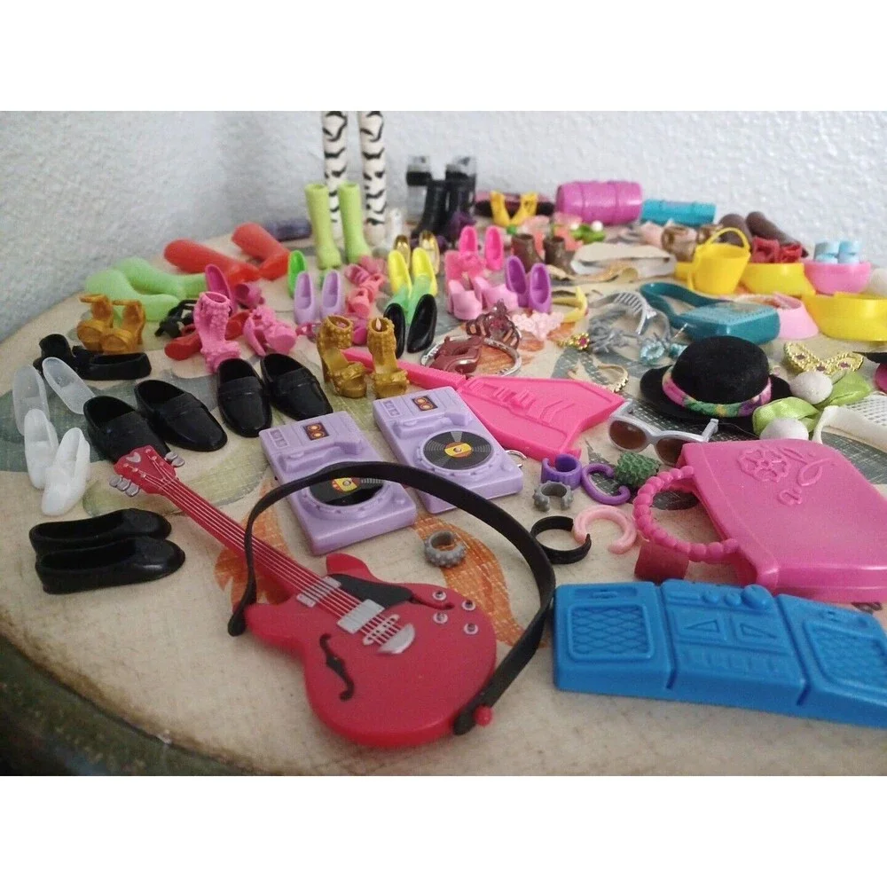 Large Lot of Miscellaneous Barbie Doll Accessories Shoes Purses, Lots More Vtg
